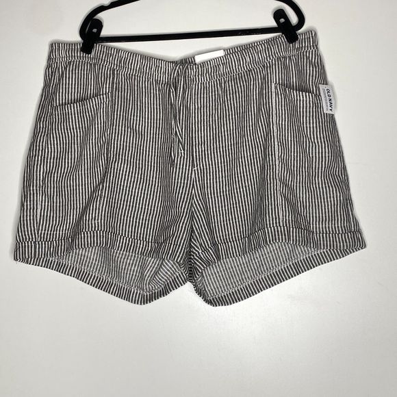 New Old Navy High-Waisted Railroad-Stripe Linen-Blend Shorts Women's Size XXL - Picture 1 of 8